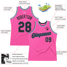 Загрузить изображение в средство просмотра галереи, Custom Pink Black-Light Blue Authentic Throwback Basketball Jersey