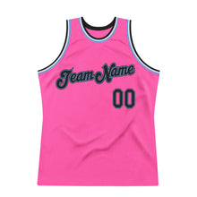 Загрузить изображение в средство просмотра галереи, Custom Pink Black-Light Blue Authentic Throwback Basketball Jersey