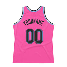 Загрузить изображение в средство просмотра галереи, Custom Pink Black-Light Blue Authentic Throwback Basketball Jersey