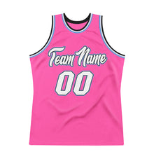 Загрузить изображение в средство просмотра галереи, Custom Pink White-Light Blue Authentic Throwback Basketball Jersey