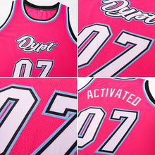 Загрузить изображение в средство просмотра галереи, Custom Pink White-Light Blue Authentic Throwback Basketball Jersey