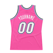 Загрузить изображение в средство просмотра галереи, Custom Pink White-Light Blue Authentic Throwback Basketball Jersey