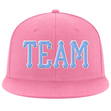 Load image into Gallery viewer, Custom Pink Light Blue-White Stitched Adjustable Snapback Hat