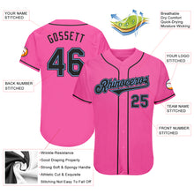 Load image into Gallery viewer, Custom Pink Black-Light Blue Authentic Baseball Jersey