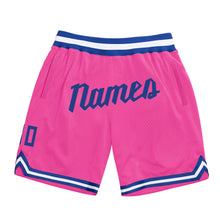 Загрузить изображение в средство просмотра галереи, Custom Pink Royal-White Authentic Throwback Basketball Shorts