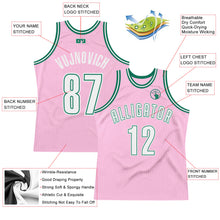 Charger l'image dans la galerie, Custom Light Pink White-Kelly Green Authentic Throwback Basketball Jersey