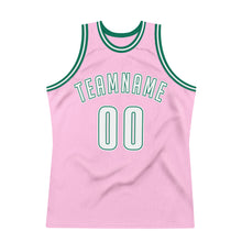 Charger l'image dans la galerie, Custom Light Pink White-Kelly Green Authentic Throwback Basketball Jersey