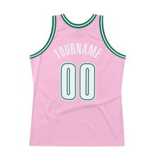 Charger l'image dans la galerie, Custom Light Pink White-Kelly Green Authentic Throwback Basketball Jersey
