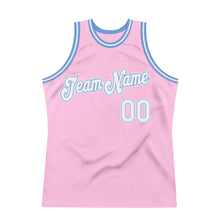 Laden Sie das Bild in den Galerie-Viewer, Custom Light Pink White-Light Blue Authentic Throwback Basketball Jersey