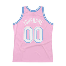 Laden Sie das Bild in den Galerie-Viewer, Custom Light Pink White-Light Blue Authentic Throwback Basketball Jersey