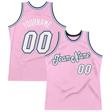 Charger l'image dans la galerie, Custom Light Pink White-Light Blue Authentic Throwback Basketball Jersey