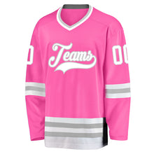 Загрузить изображение в средство просмотра галереи, Custom Pink White-Gray Hockey Jersey