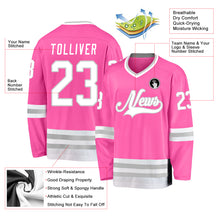 Загрузить изображение в средство просмотра галереи, Custom Pink White-Gray Hockey Jersey