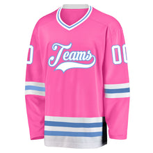 Загрузить изображение в средство просмотра галереи, Custom Pink White-Light Blue Hockey Jersey