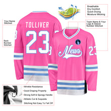 Загрузить изображение в средство просмотра галереи, Custom Pink White-Light Blue Hockey Jersey