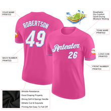 Загрузить изображение в средство просмотра галереи, Custom Pink White-Light Blue Performance T-Shirt