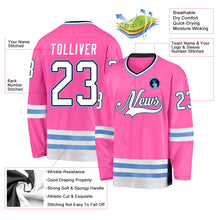Загрузить изображение в средство просмотра галереи, Custom Pink White-Light Blue Hockey Jersey