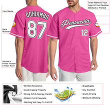 Load image into Gallery viewer, Custom Pink White-Black Authentic Baseball Jersey