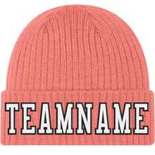 Загрузить изображение в средство просмотра галереи, Custom Pink White-Black Stitched Cuffed Knit Hat