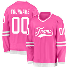 Laden Sie das Bild in den Galerie-Viewer, Custom Pink White Hockey Jersey