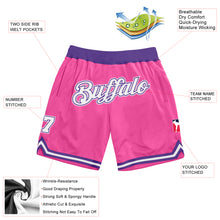 Laden Sie das Bild in den Galerie-Viewer, Custom Pink White-Purple Authentic Throwback Basketball Shorts