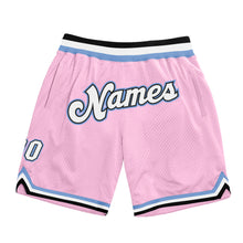 Load image into Gallery viewer, Custom Light Pink White-Light Blue Authentic Throwback Basketball Shorts