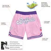 Load image into Gallery viewer, Custom Light Pink White-Purple Authentic Throwback Basketball Shorts