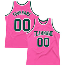 Load image into Gallery viewer, Custom Pink Green-White Authentic Throwback Basketball Jersey