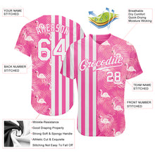 Load image into Gallery viewer, Custom Pink White 3D Pattern Design Tropical Palm Leaves And Famingo Authentic Baseball Jersey