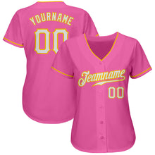 Load image into Gallery viewer, Custom Pink White-Gold Authentic Baseball Jersey