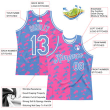 Загрузить изображение в средство просмотра галереи, Custom Pink Light Blue-White 3D Pattern Hawaii Palm Trees Authentic Basketball Jersey