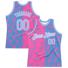 Загрузить изображение в средство просмотра галереи, Custom Pink Light Blue-White 3D Pattern Hawaii Palm Trees Authentic Basketball Jersey