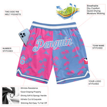 Загрузить изображение в средство просмотра галереи, Custom Pink Light Blue-White 3D Pattern Design Palm Trees Authentic Basketball Shorts