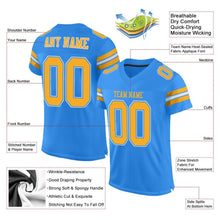 Charger l'image dans la galerie, Custom Powder Blue Gold-White Mesh Authentic Football Jersey