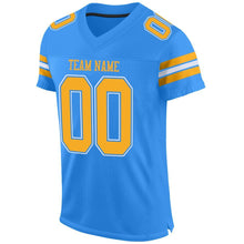Charger l'image dans la galerie, Custom Powder Blue Gold-White Mesh Authentic Football Jersey