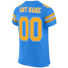 Charger l'image dans la galerie, Custom Powder Blue Gold-White Mesh Authentic Football Jersey