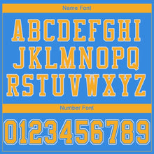 Charger l'image dans la galerie, Custom Powder Blue Gold-White Mesh Authentic Football Jersey