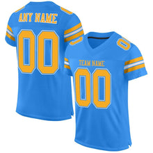 Charger l'image dans la galerie, Custom Powder Blue Gold-White Mesh Authentic Football Jersey