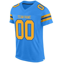 Загрузить изображение в средство просмотра галереи, Custom Powder Blue Gold-Navy Mesh Authentic Football Jersey