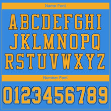 Загрузить изображение в средство просмотра галереи, Custom Powder Blue Gold-Navy Mesh Authentic Football Jersey