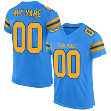 Загрузить изображение в средство просмотра галереи, Custom Powder Blue Gold-Navy Mesh Authentic Football Jersey