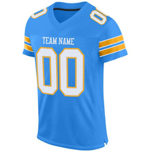 Charger l'image dans la galerie, Custom Powder Blue White-Gold Mesh Authentic Football Jersey