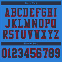 Load image into Gallery viewer, Custom Powder Blue Navy-Red Mesh Authentic Football Jersey