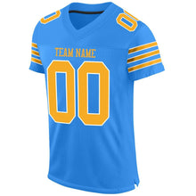 Загрузить изображение в средство просмотра галереи, Custom Powder Blue Gold-White Mesh Authentic Football Jersey