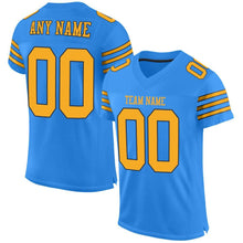 Load image into Gallery viewer, Custom Powder Blue Gold-Navy Mesh Authentic Football Jersey