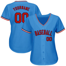 Load image into Gallery viewer, Custom Powder Blue Red-Navy Authentic Baseball Jersey