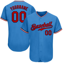 Load image into Gallery viewer, Custom Powder Blue Red-Navy Authentic Baseball Jersey
