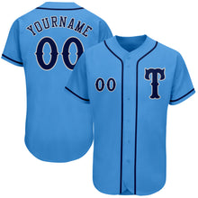 Load image into Gallery viewer, Custom Powder Blue Navy-Gray Authentic Baseball Jersey