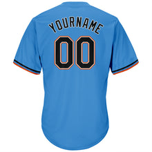Загрузить изображение в средство просмотра галереи, Custom Powder Blue Black-Orange Authentic Throwback Rib-Knit Baseball Jersey Shirt