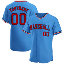 Load image into Gallery viewer, Custom Powder Blue Red-Navy Authentic Baseball Jersey